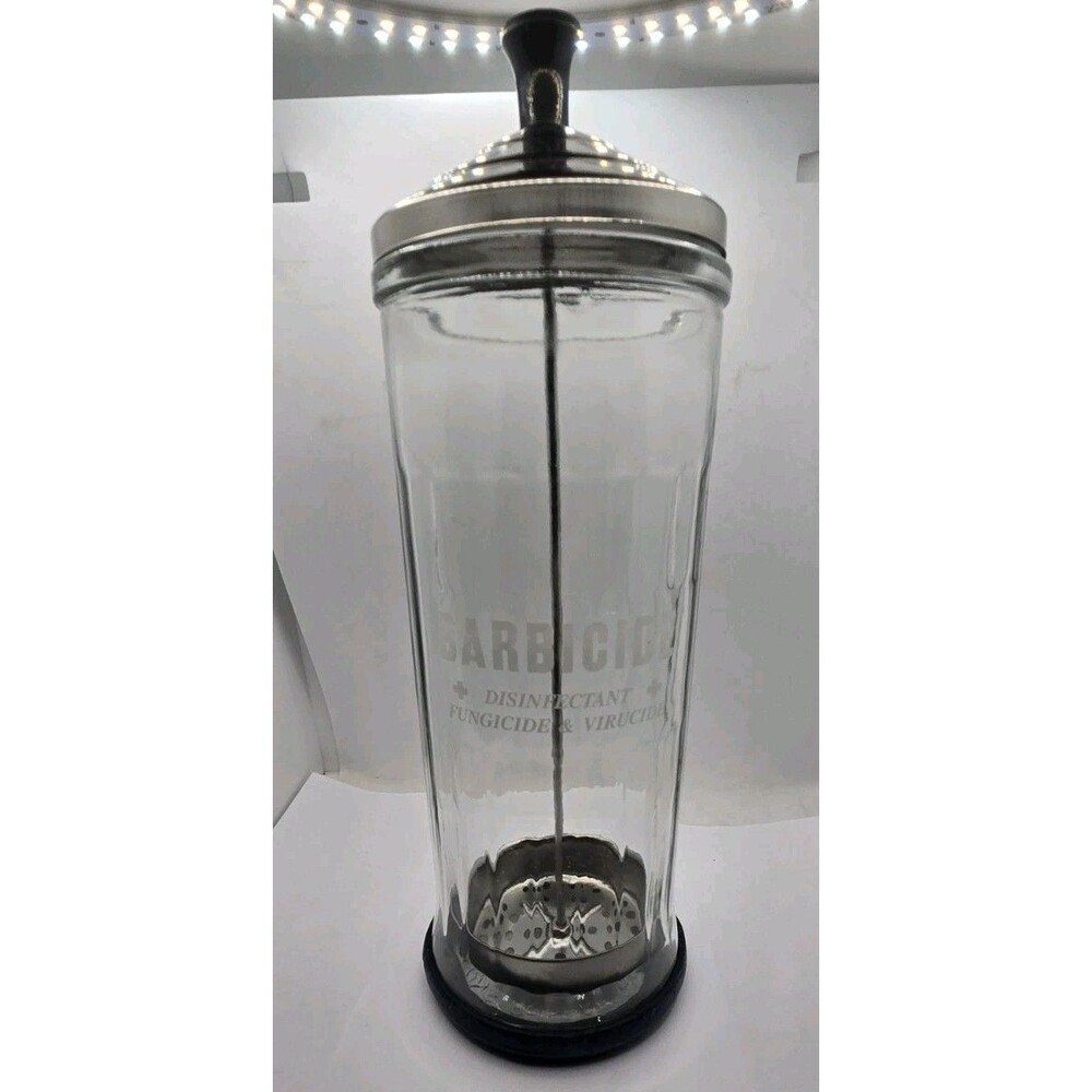 King Research Large Glass Barbicide Disinfectant  Jar for Barber Salon